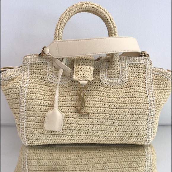 saint laurent raffia tote